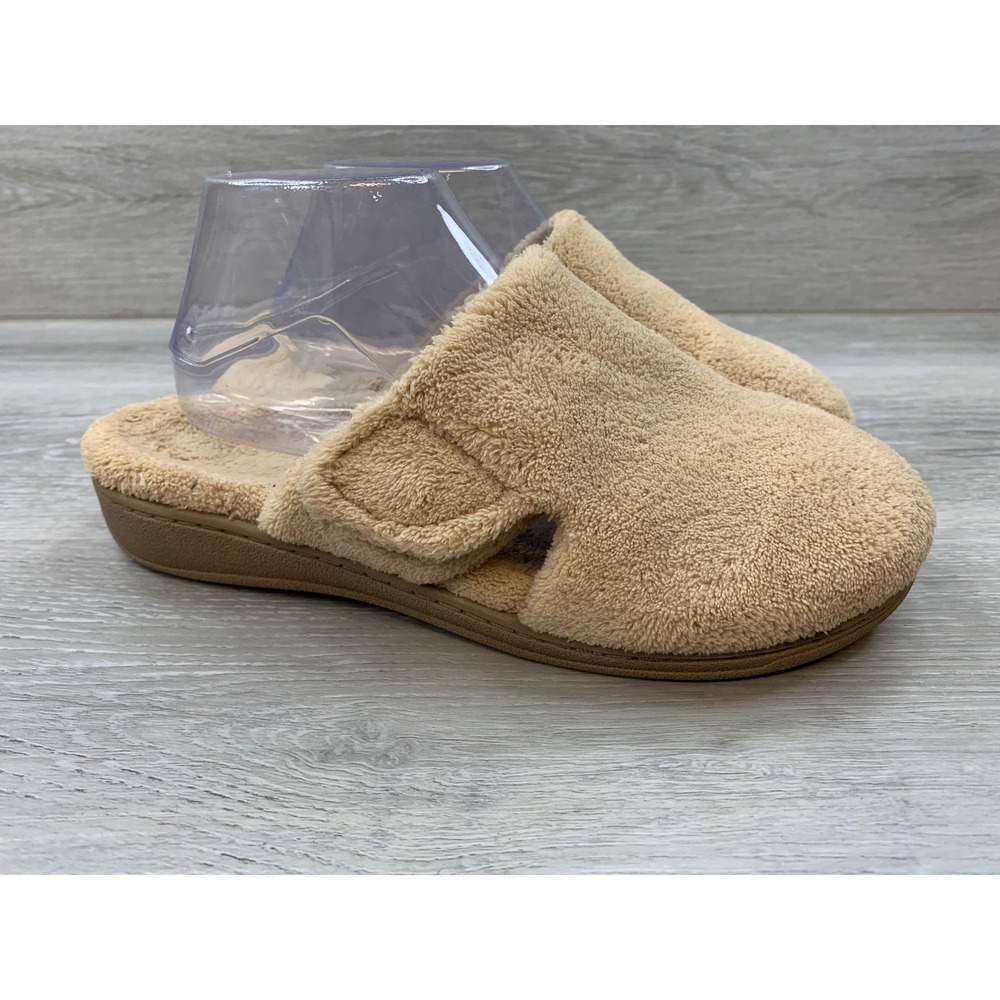 Vionic Gemma Tan Terry Cloth Orthotic Mule Slippers Comfort Women's Size 8